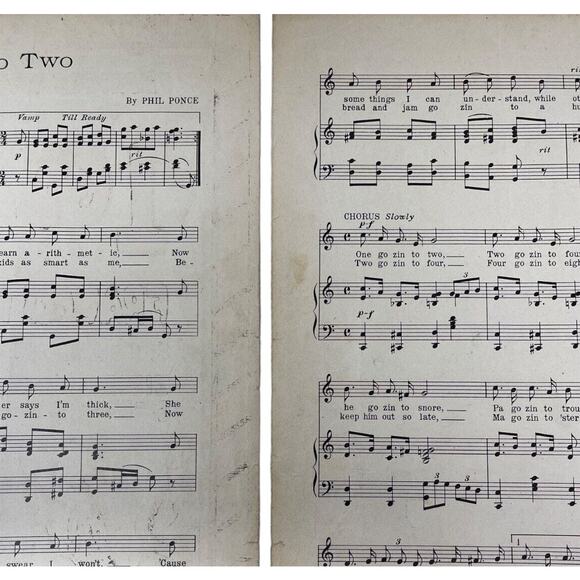 1918 Antique 1 Gozinto 2 Sheet Music Phil Ponce Sung by Frances White - Picture 4 of 5